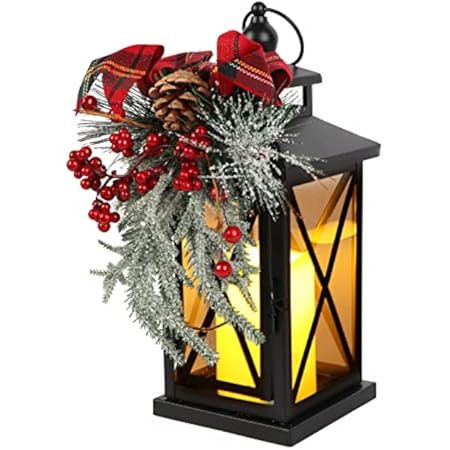 Christmas Candle Lantern14 Inch, Garden Flashing Candle Light, Decorative Hanging Lantern for Indoor | Amazon (US)