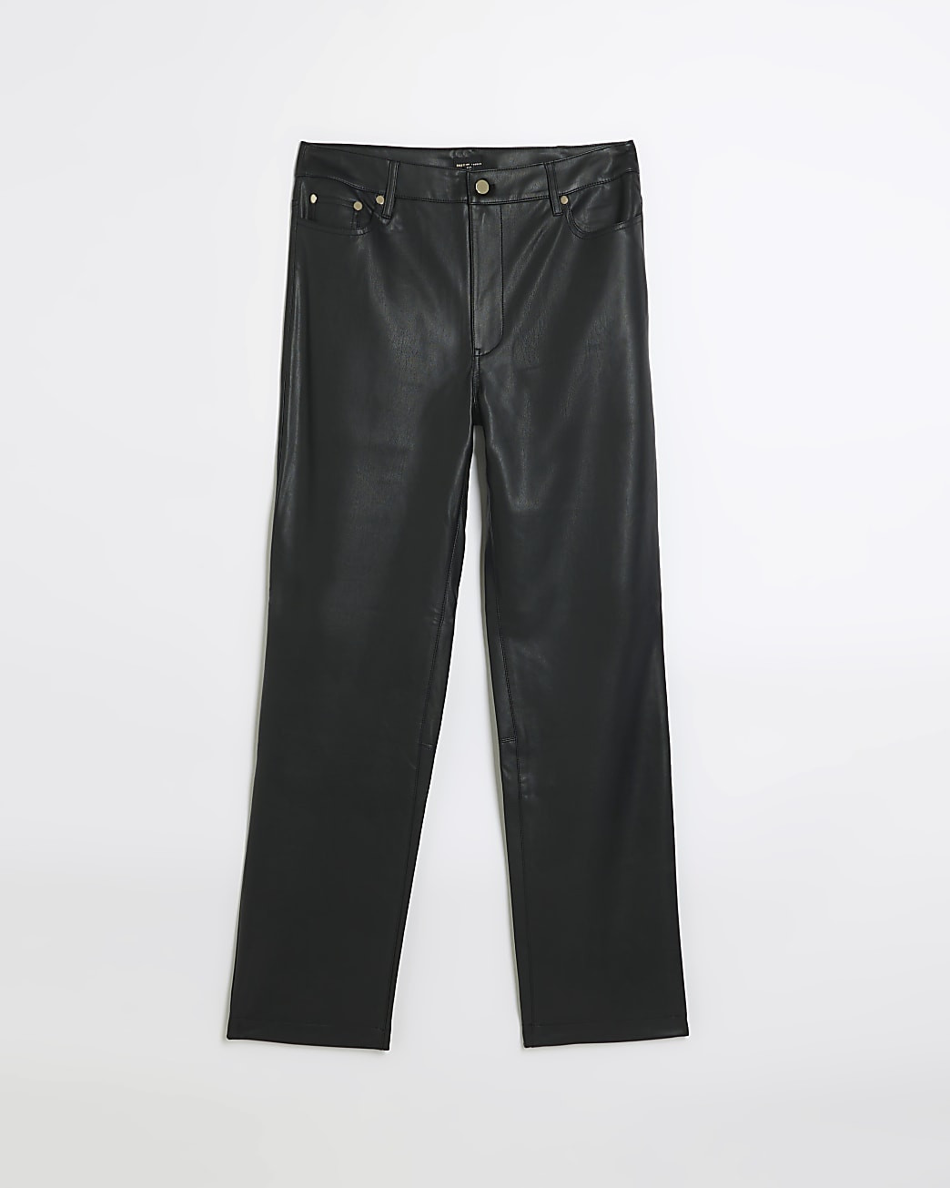 Black faux leather straight trousers | River Island (UK & IE)