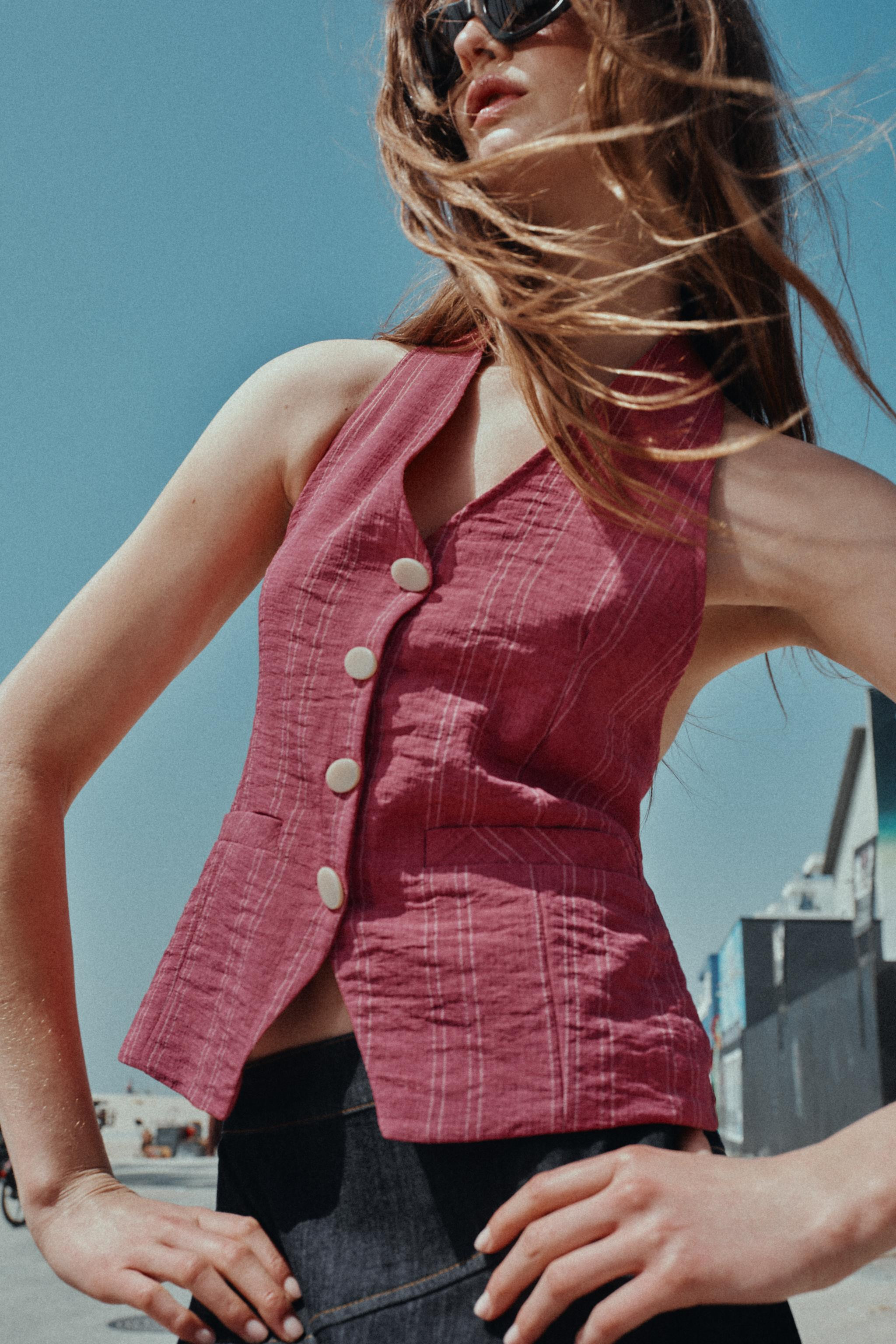 HALTER WAISTCOAT WITH STRIPES AND BOWS | Zara US