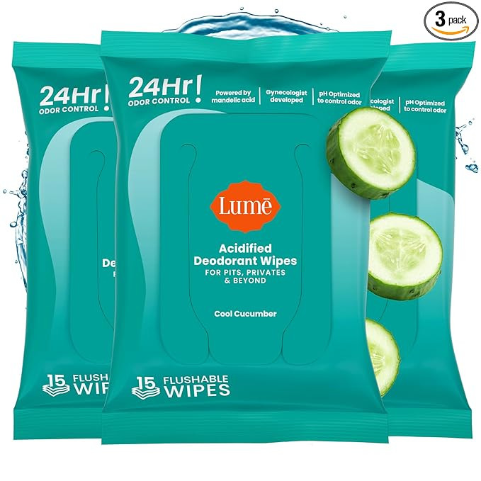 Lume Acidified Deodorant Wipes - 24 Hour Odor Control - Aluminum Free, Baking Soda Free, Skin Lov... | Amazon (US)