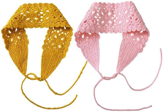 2 PCS Women Crochet Headbands Boho Knitted Floral Elastic Hairband Vintage Head Wrap Hair Accesso... | Amazon (US)