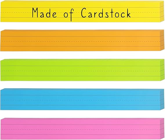 Chell Colored Sentence Strips Cardstock, Pack of 100, 3” x 24” Rainbow Color Word Learning St... | Amazon (US)