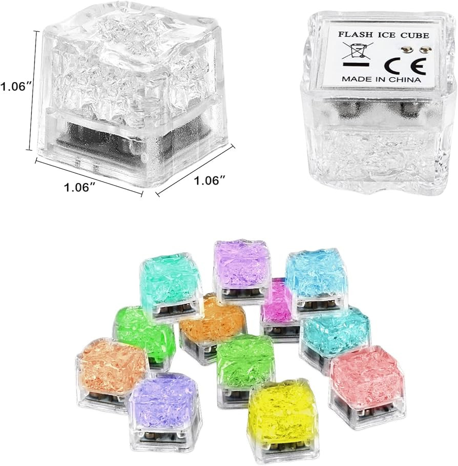 Light Up Ice Cubes, 12/24/48/96 Pack Multi Color Led Ice Cubes for Drinks with Changing Lights, I... | Amazon (US)