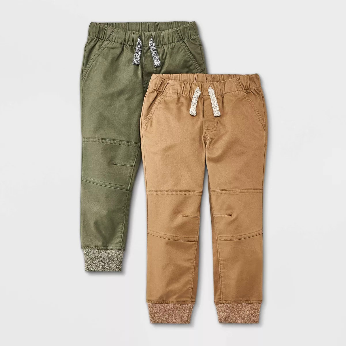 Toddler Boys' 2pk Woven Pull-On Jogger Pants - Cat & Jack™ Olive Green/Brown 4T: Cotton-Spandex... | Target