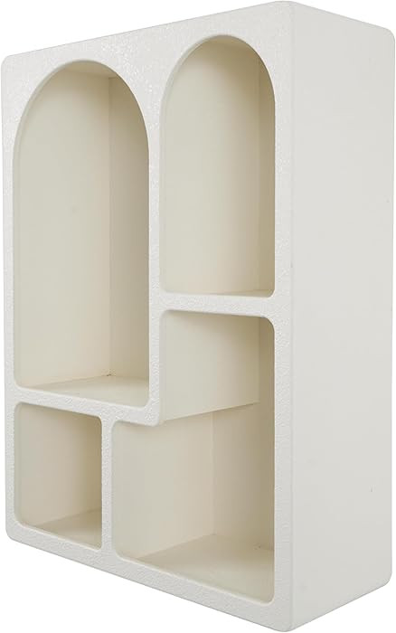 Deco 79 Wooden Geometric Arched Wall Shelf with Block Shapes, 24" x 10" x 31", Cream | Amazon (US)