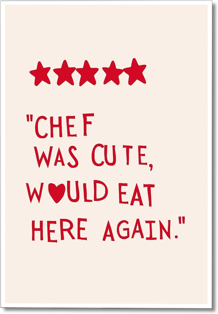 pedkvtmewo Cute Kitchen Canvas Wall Art, Minimalist Heart Stars Aesthetic Poster, Funny Red Kitch... | Amazon (US)