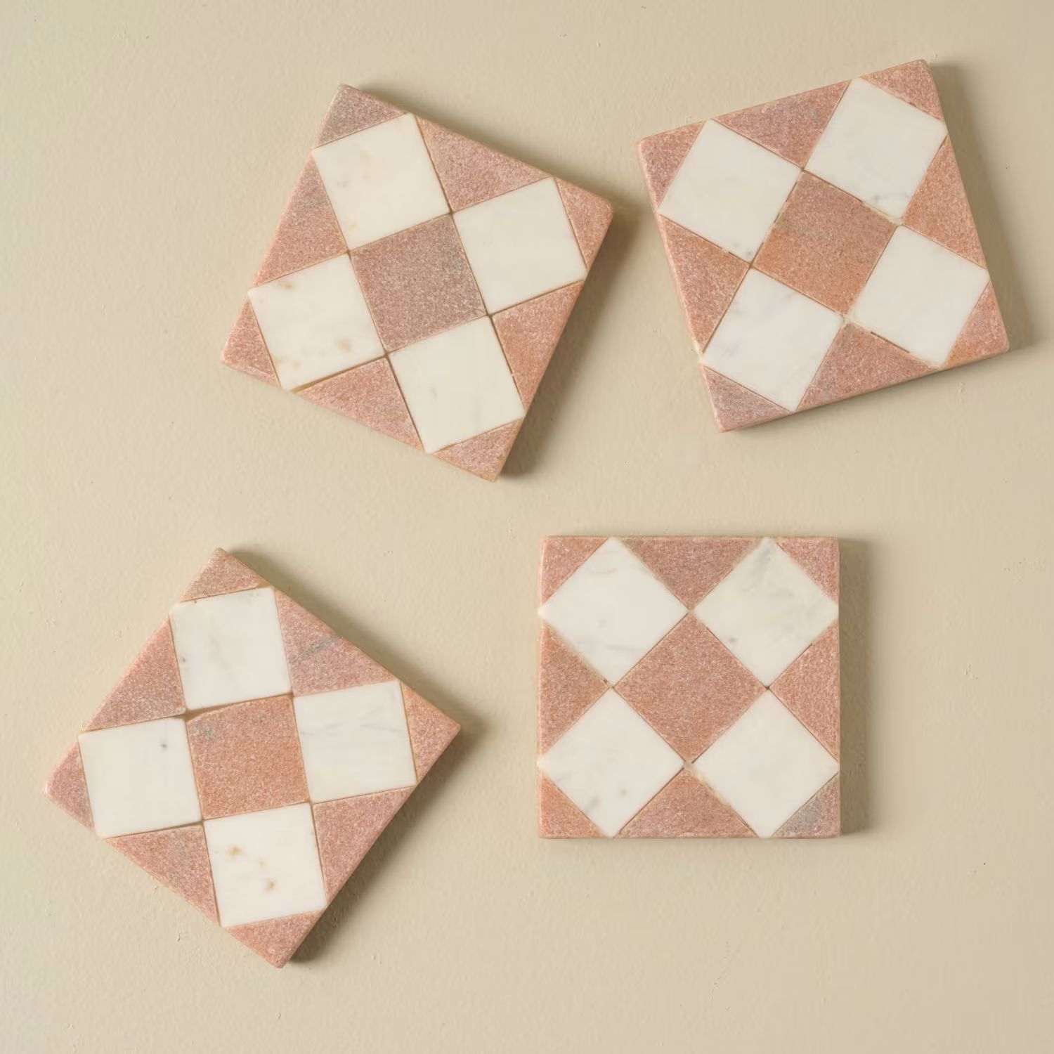 Carmella Checkered Marble Coasters Set of Four | Magnolia