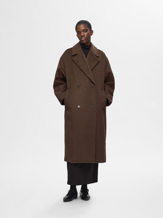 DOUBLE BREASTED COAT | Brown | SELECTED FEMME® | Selected