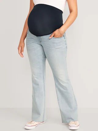 Maternity Full-Panel Cut-Off Flare Jeans | Old Navy (US)