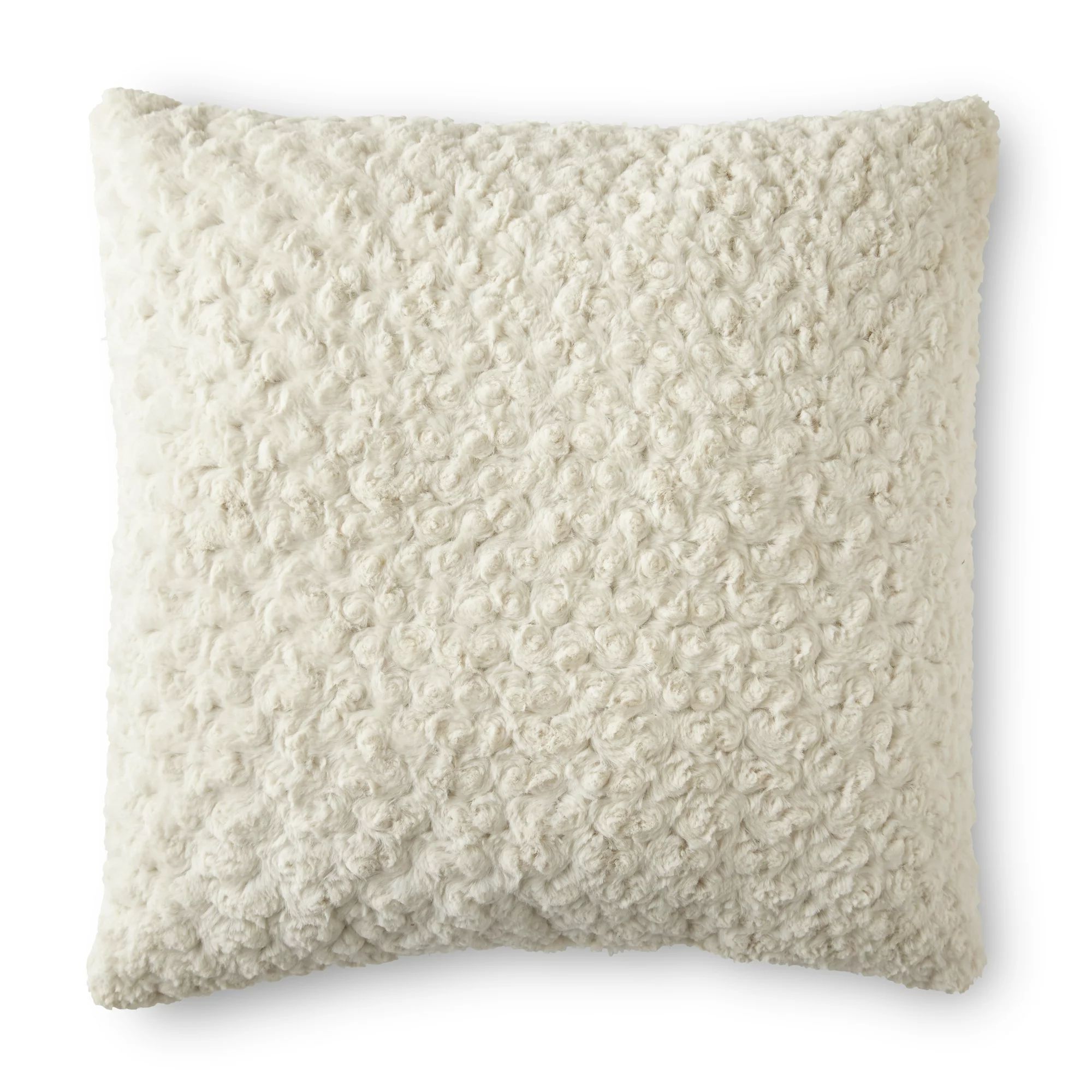 Mainstays Rosette Plush Decorative Square Throw Pillow, 22" x 22", Ivory Color | Walmart (US)