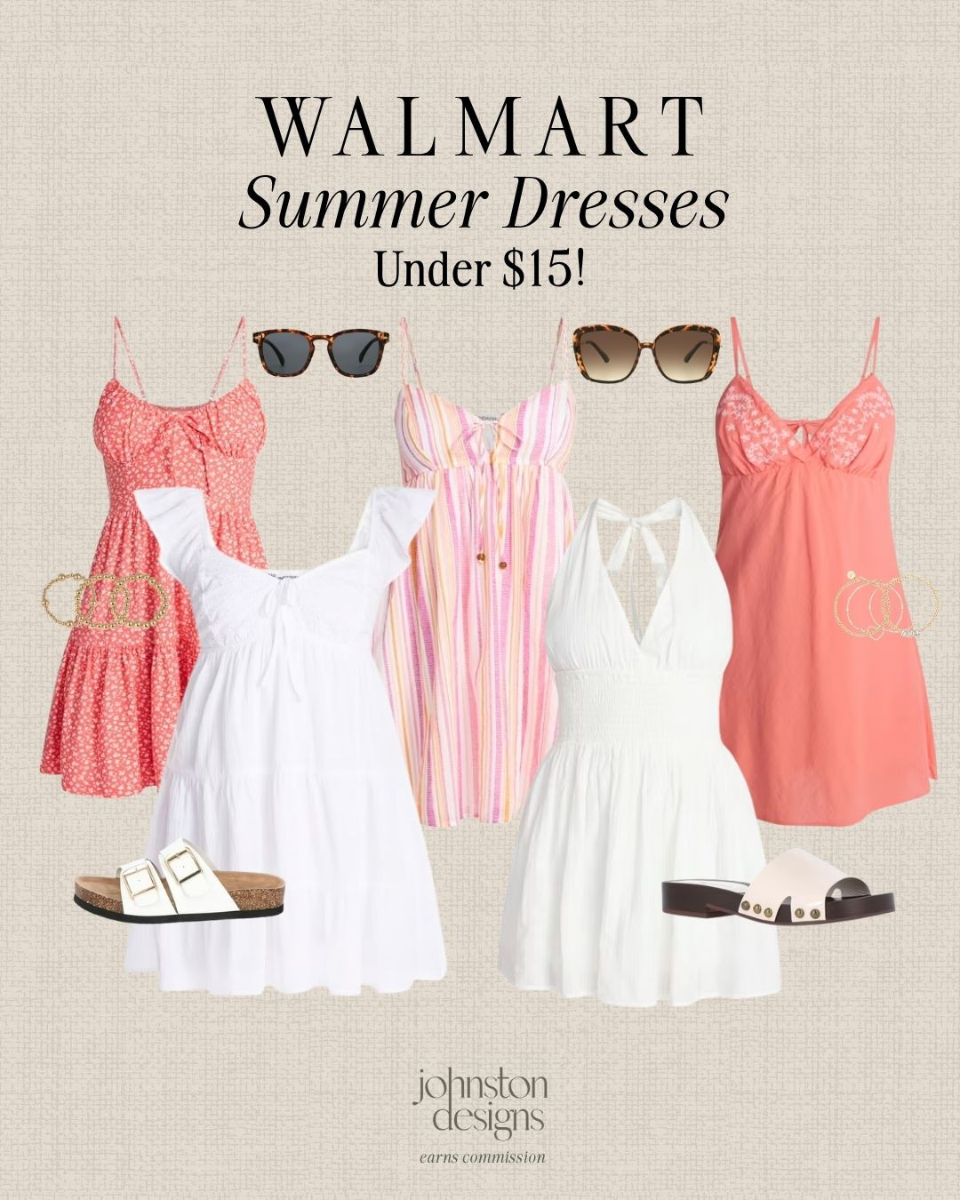 Pretty Walmart summer dresses under $15 with easy sandals, sunnies and gold jewelry to complete the look. Love these for vacation, brunch plans or everyday warm weather outfits. 🌸

Walmart summer dresses, under $15, mini dress, white dress, pink dress, striped dress, floral dress, summer sandals, sunglasses, gold jewelry, vacation outfit, brunch look, warm weather, affordable fashion finds, everyday dress, summer style, cute outfit 

 #LTKootd #LTKSeasonal