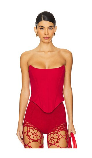 Corset With Bonning Details in Red | Revolve Clothing (Global)