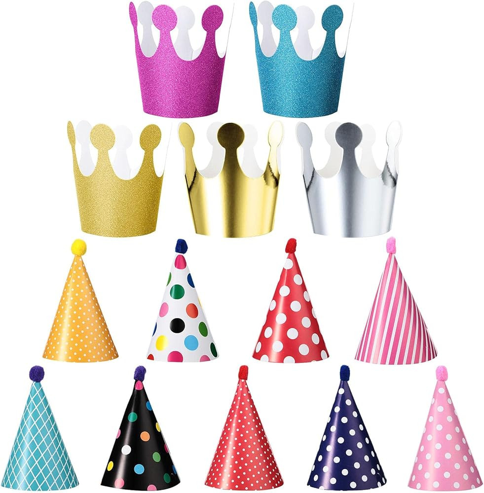 14 Pieces Dog Birthday Hat for Pets Party Decoration Cone Paper Hats Supplies with Colorful Patte... | Amazon (US)