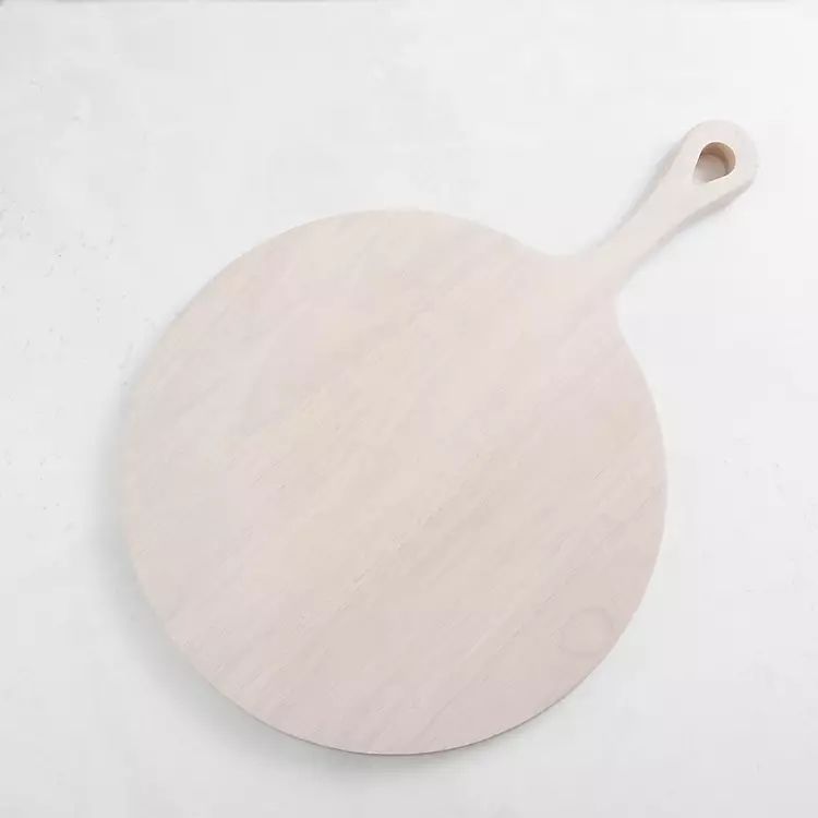 New! Round Whitewash Rubberwood Cutting Board | Kirkland's Home