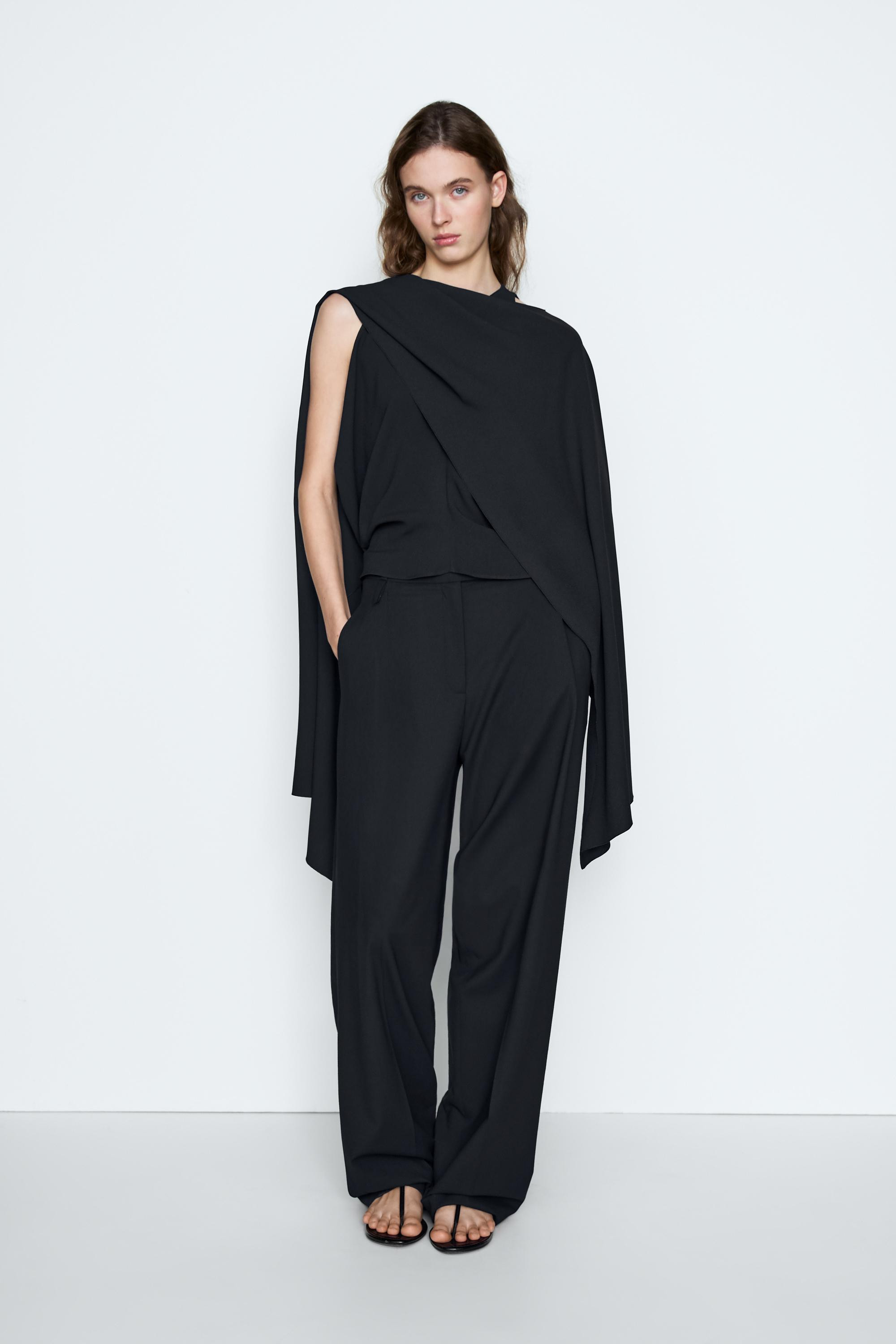 Top with draped detail and low-cut back - STUDIO · Navy Blue · Topsâ Andâ Others | Massimo Du... | Massimo Dutti UK