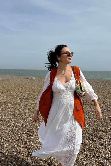 Boho outfit, white dress and suede waistcoat 

#LTKstyletip #LTKSeasonal #LTKbump