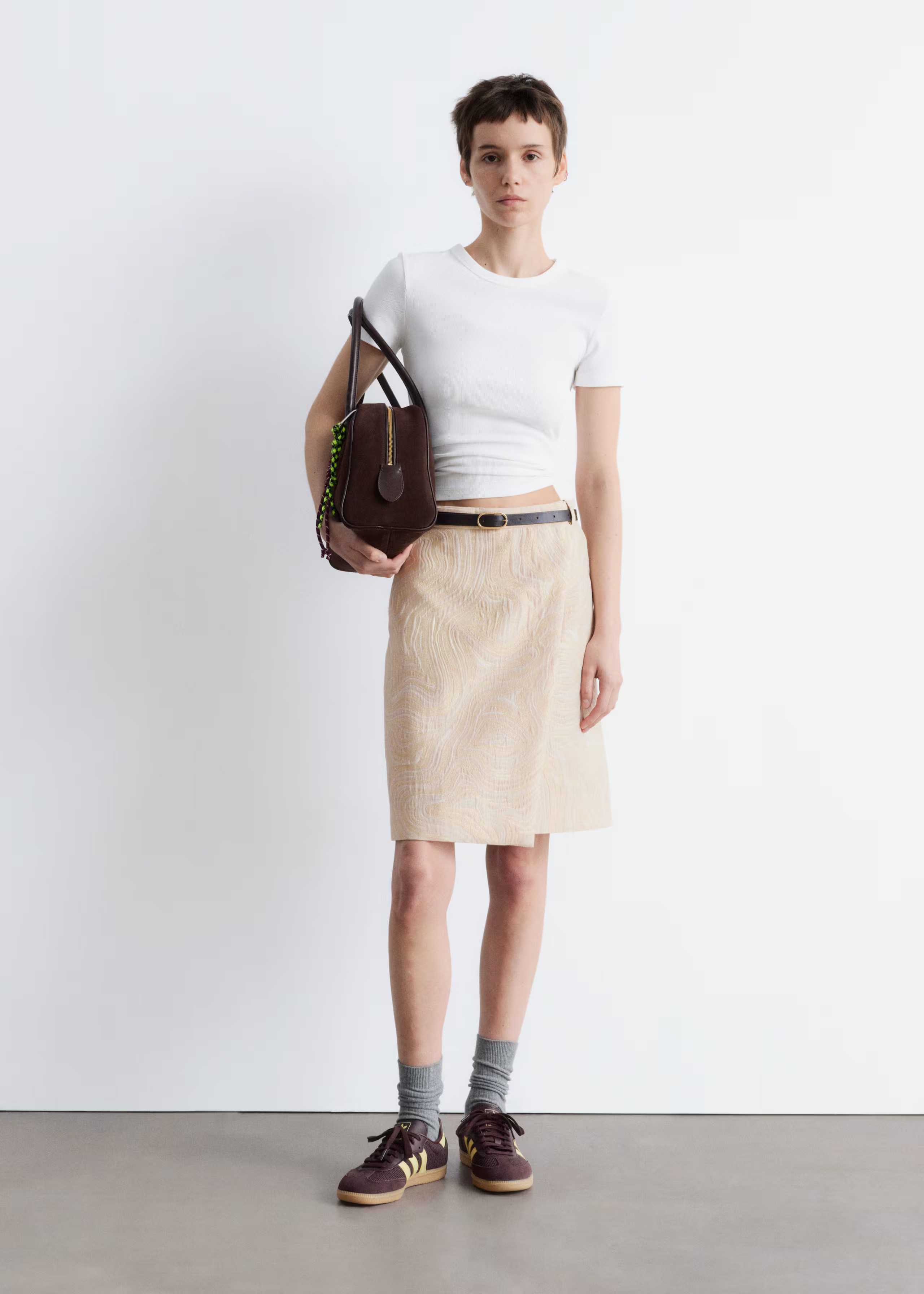 A-line Jacquard Midi Skirt - Beige/Gold - & Other Stories BE | & Other Stories EU