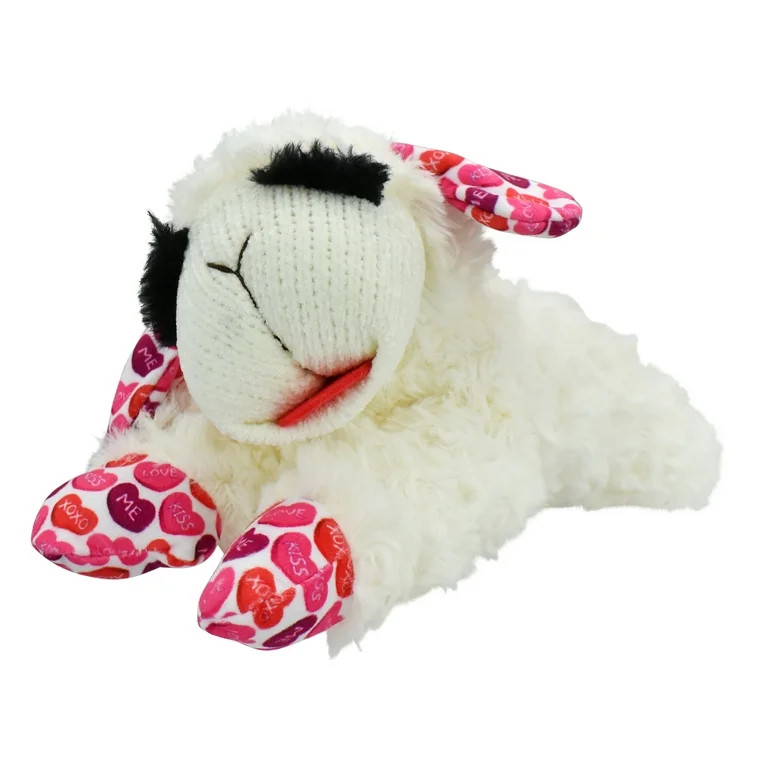 Multipet Valentine’s Day Plush Lamb Chop Dog Toy with Hearts, Medium | Walmart (US)