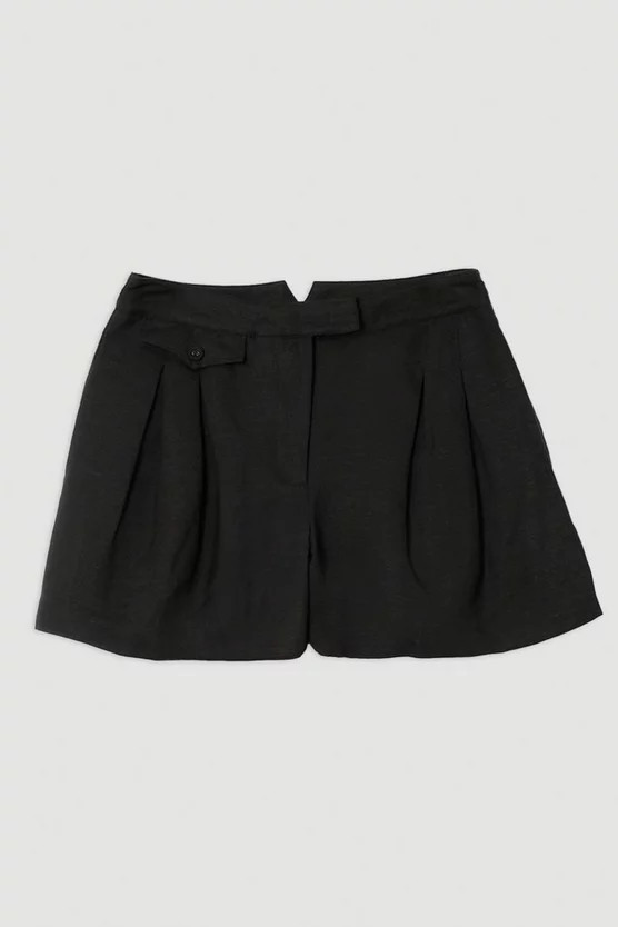 Viscose Linen Woven Pocket Detail Short | Karen Millen UK + IE + DE + NL
