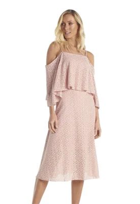 Vestido Midi Riccieri Ombro a Ombro Rosa | Dafiti (BR)