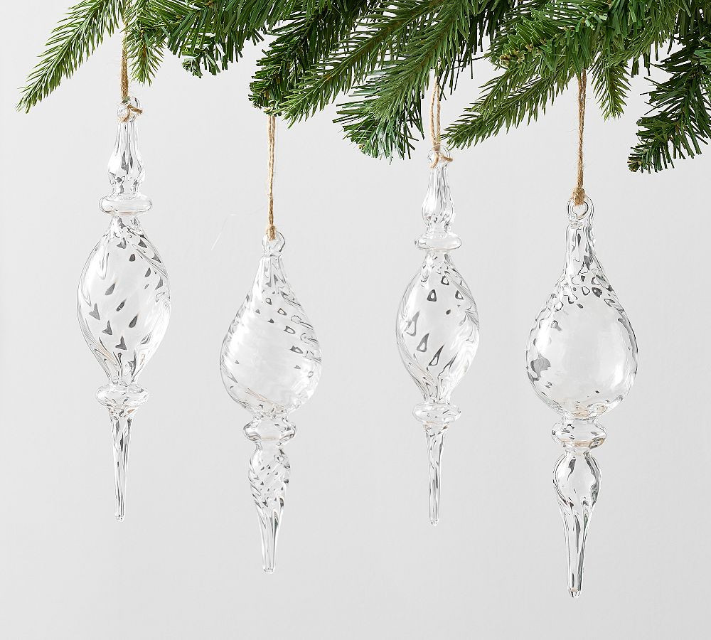Glass Mixed Finial Ornament Set of 4 | Pottery Barn (US)
