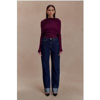 Kirralee Straight Leg Cuffed Jeans / Indigo Blue | MESHKI | 11 | MESHKI US