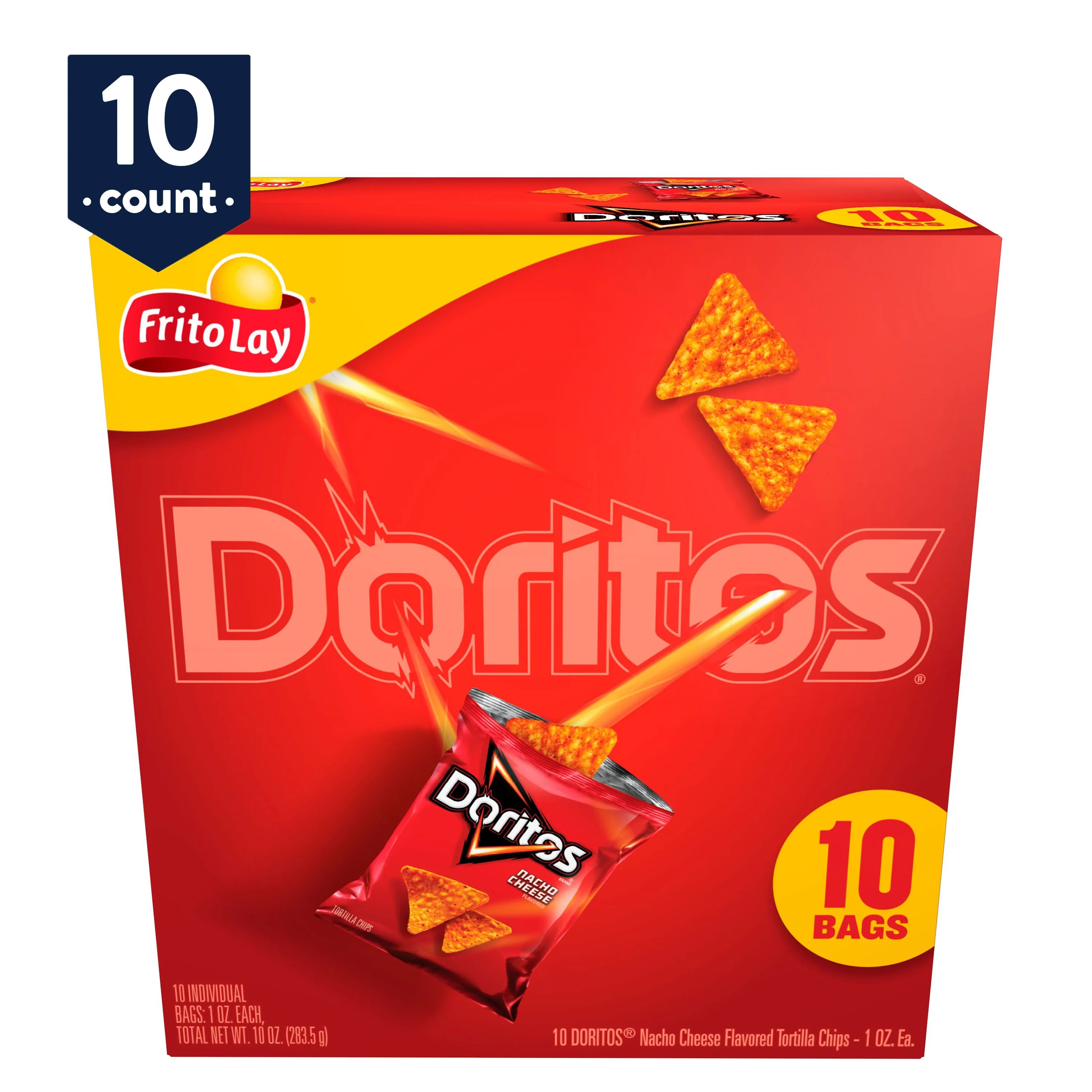 Doritos Nacho Cheese Tortilla Snack Chips, 1oz, 10 Count Bags | Walmart (US)