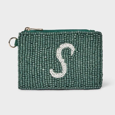 Beaded Monogram Letter S Pouch - A New Day™ Green/S | Target