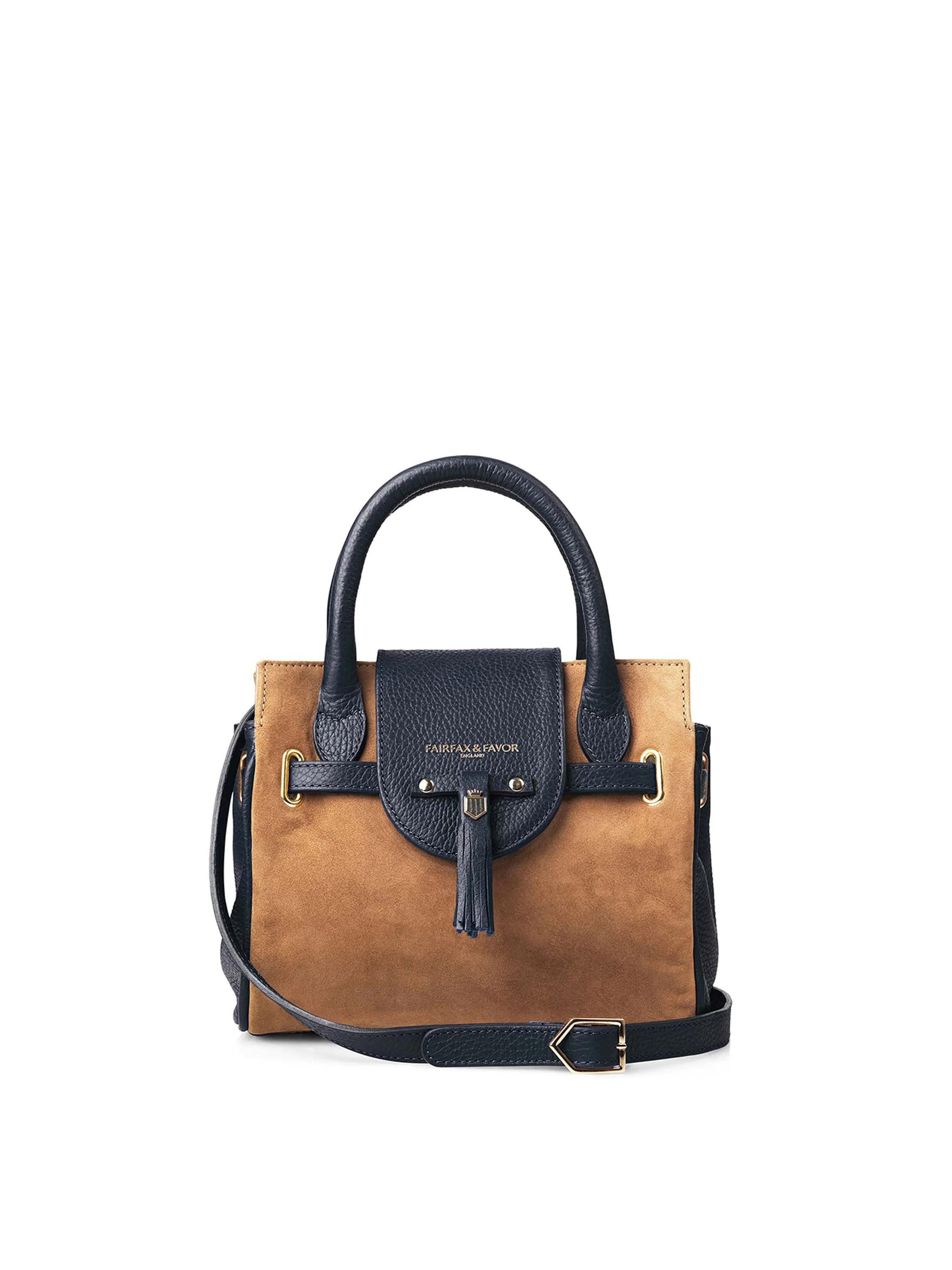 Mini Windsor - Women's Handbag - Tan & Navy | Fairfax & Favor | Fairfax & Favor (UK)