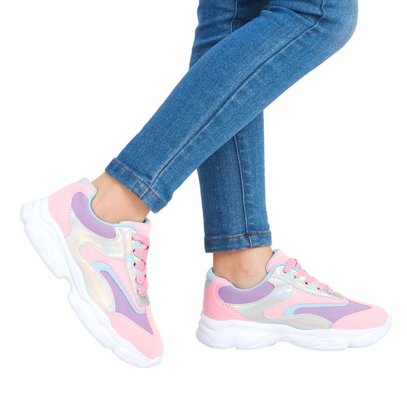 Holographic Colorblock Athletic Sneaker | FabKids