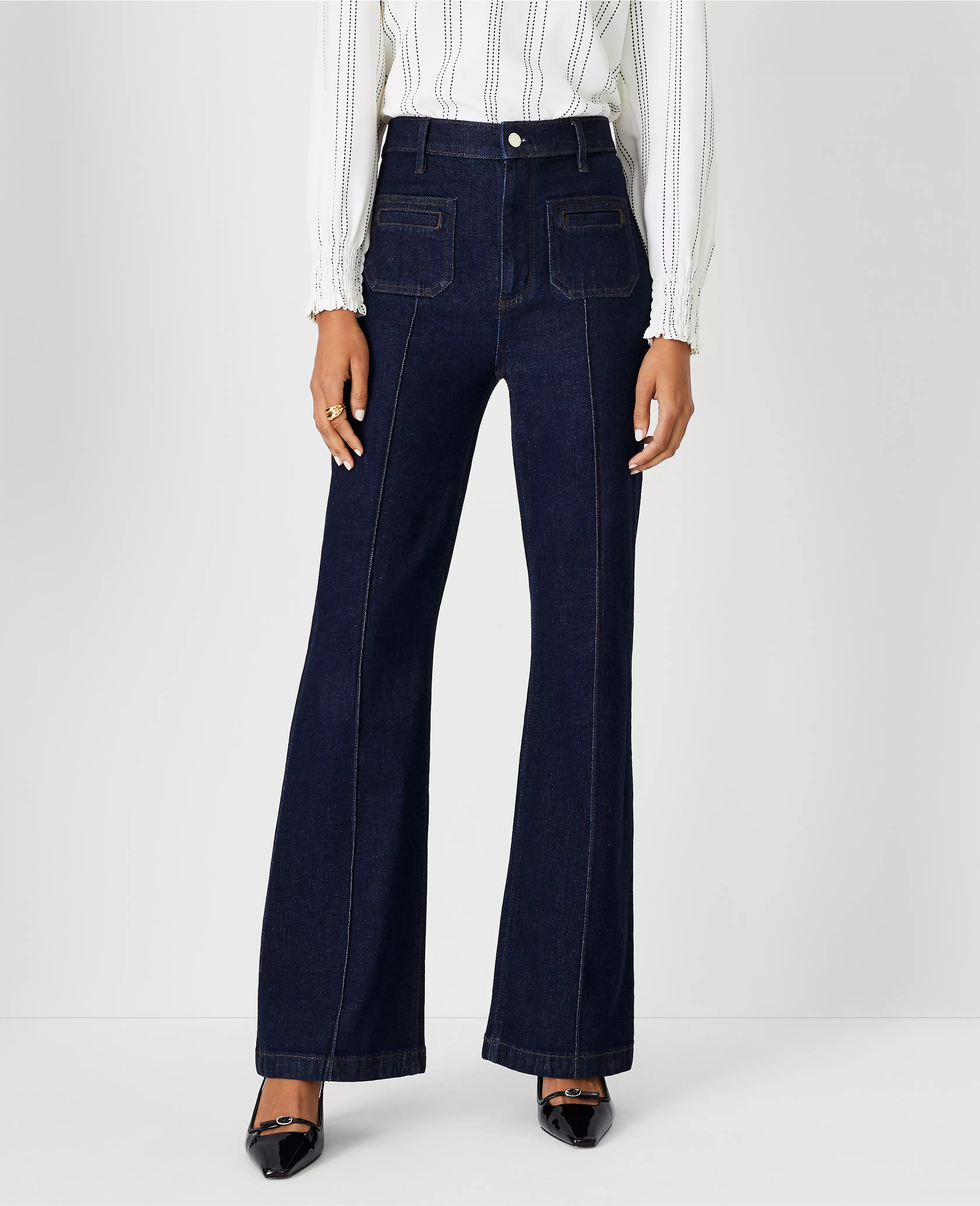 High Rise Flare Jeans in Classic Rinse Wash | Ann Taylor (US)