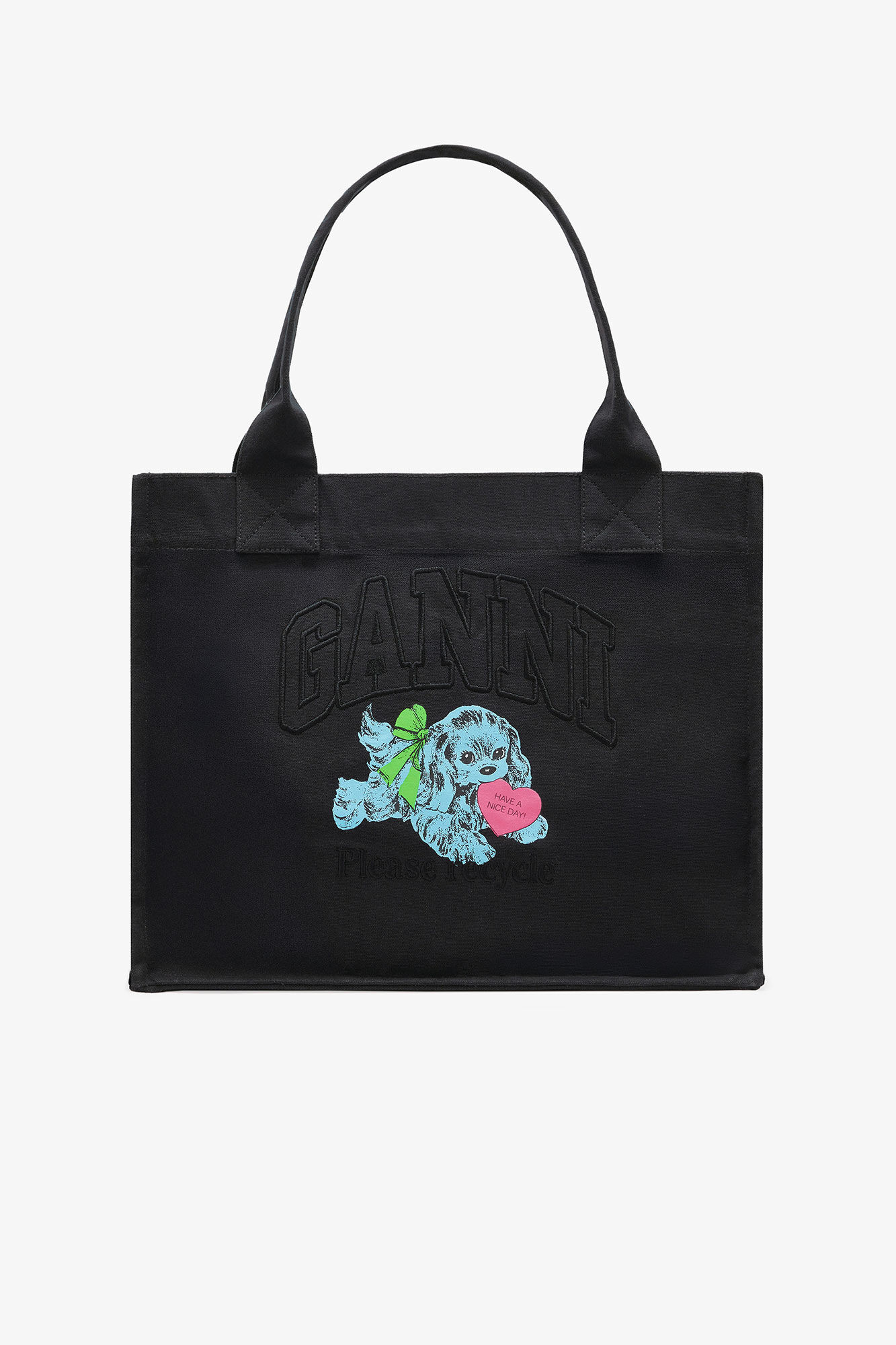 Black Puppy Large Tote | Ganni