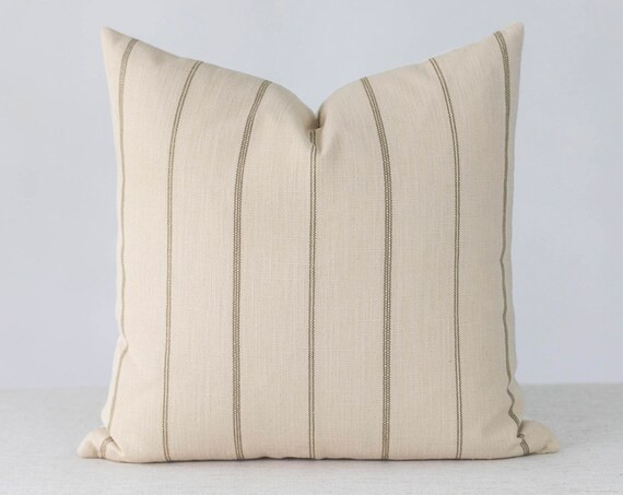 Cream and brown Stripe Pillow, Cream Stripe Pillow Cover, Farmhouse Pillow, Farmhouse Pillow Cove... | Etsy ROW