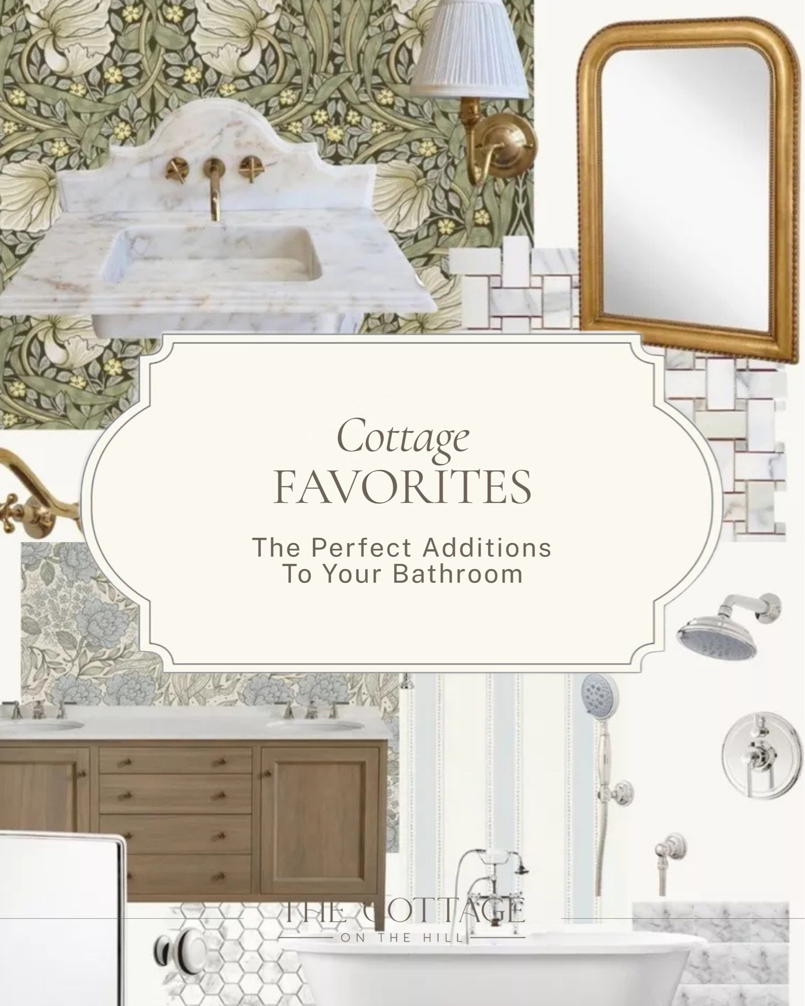 The bathroom details that take a space from builder-grade to completely intentional ✨ 

A few cottage favorites I'm loving lately: marble vanities, botanical wallpaper, unlacquered brass fixtures, and those finishing touches that make a bathroom feel like a real design moment. 

All linked here 🤍

#LTKhome