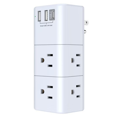Itopfox USB Outlet Extender with Surge Protection, Rotating Plug, 3-Sided Power Strip, 6 AC Outlets & 3 USB Ports (1 USB C) for Home, Office, Travel | Target