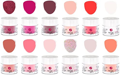 Revel Nail Dip Powder - Pink Dip Powder for Nails, Chip Resistant Dip Nail Powder with Vitamin E and Calcium, DIY Manicure, 12-Pack Light Pink & Red Dip Powder Set | Amazon (US)