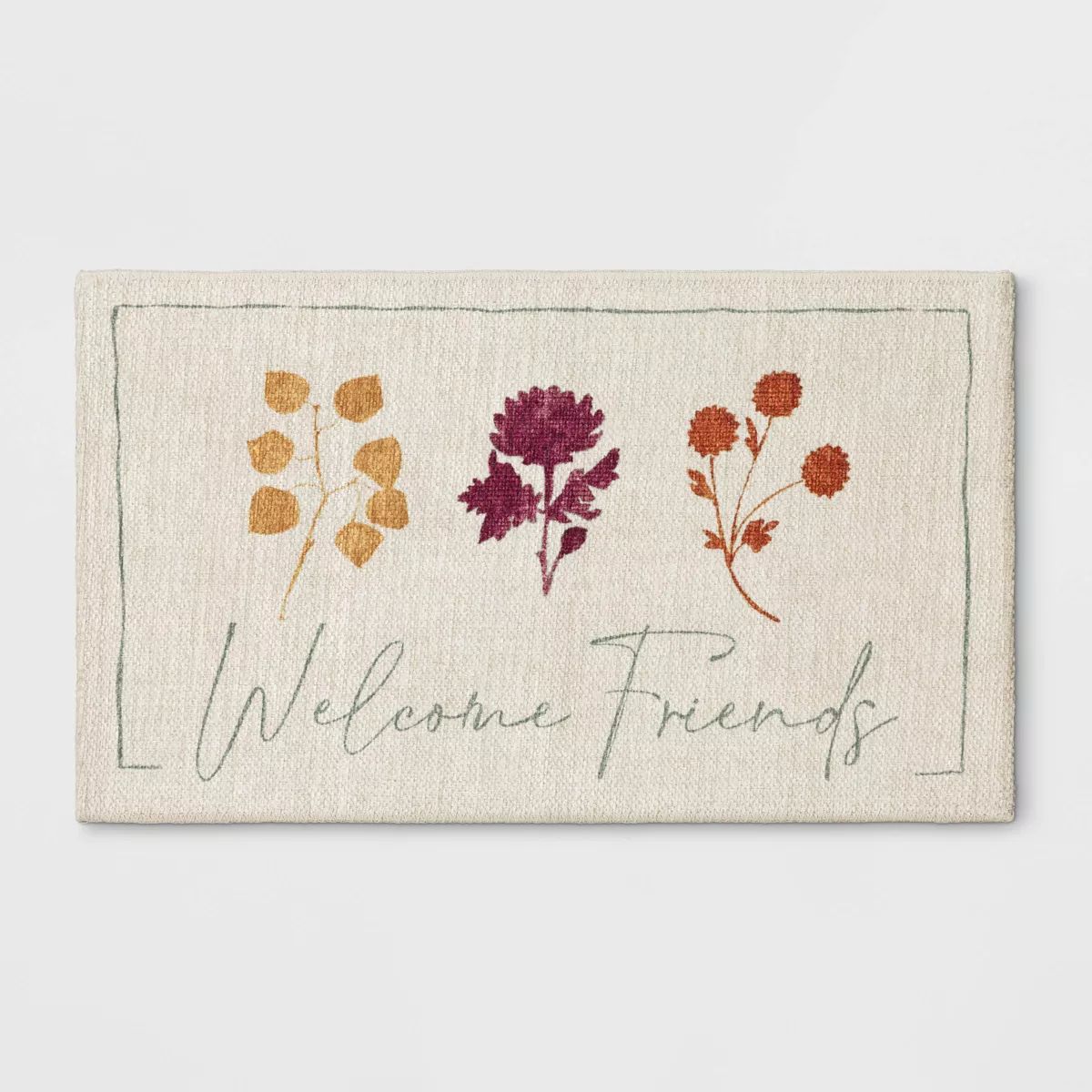 1'8"x2'10" 'Welcome Friends' Chenille Scatter Accent Rug Ivory - Threshold™ | Target