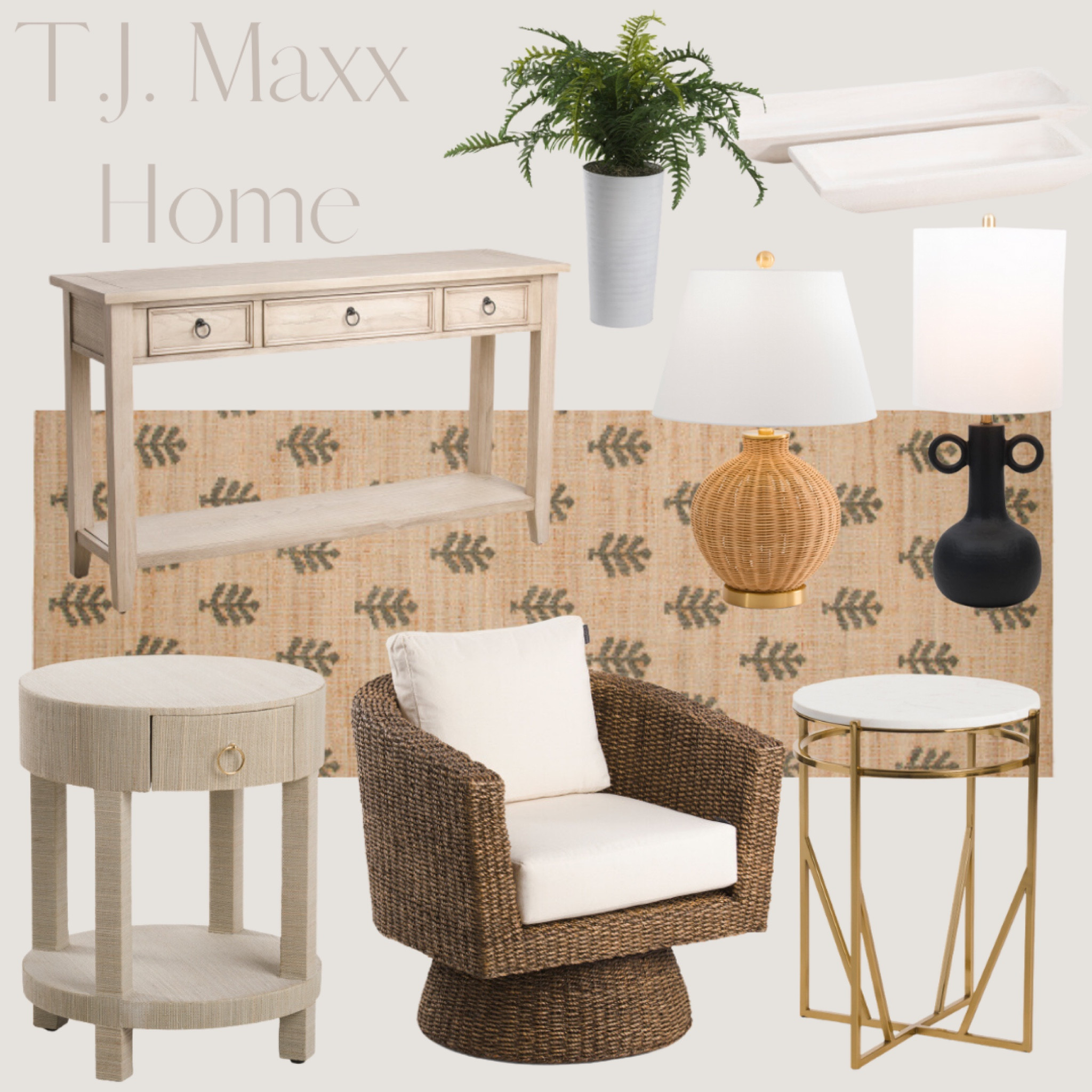 New arrivals in at tj Maxx. Home decor finds neutral accent pieces side tables nightstands and rugs 

#LTKunder50 #LTKSeasonal #LTKunder100