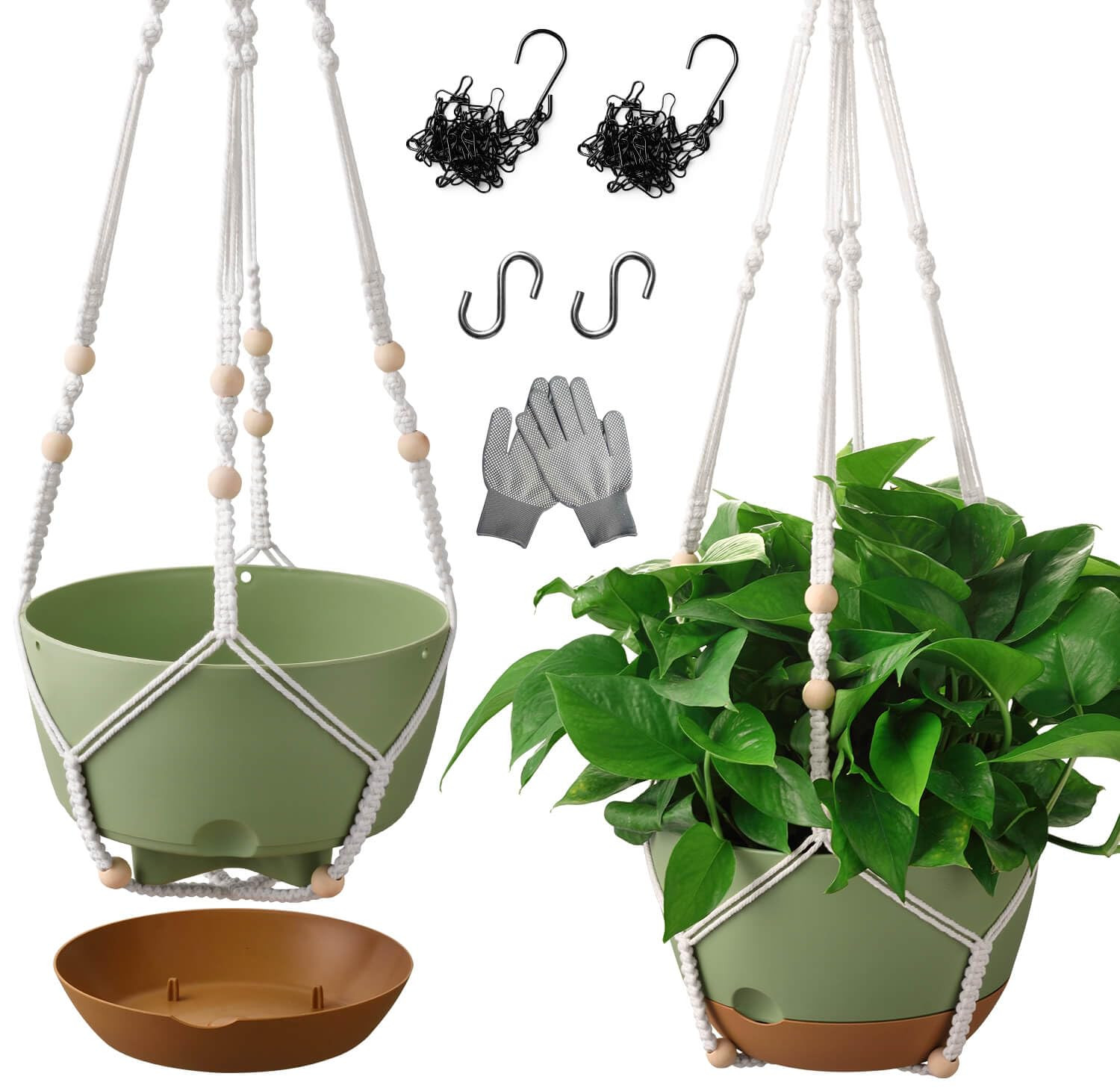 10 Inch Hanging Planters for Indoor Plants,Set of 2 Hanging Pots for Plants with Self-Watering, O... | Amazon (US)