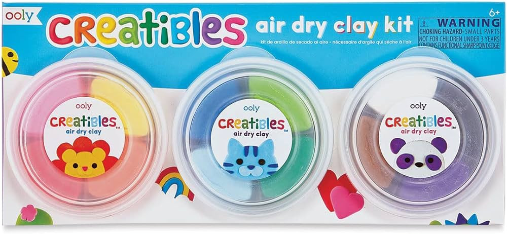 OOLY, Creatibles, Air Dry Clay Kit, Kids Arts and Craft Set, 3 Shaping Tools - 12 Colors Set | Amazon (US)