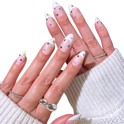PaintLab Press-On Nails Manicure Kit, Bejeweled, 30-Piece Set, Long-Lasting Fake Nails with Glue, File, Prep Pad & Cuticle Stick | Amazon (US)
