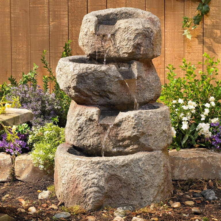 Glacial Rock Zen 30" High Large Rustic Indoor Outdoor Decor Faux Stone Floor Fountain with Light ... | Walmart (US)