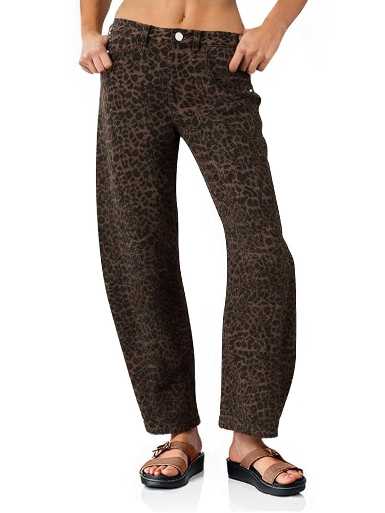 PLNOTME Women's Baggy Boyfriend Jeans Vintage Wide Leg Mid Rise Barrel Denim Ankle Pants | Amazon (US)