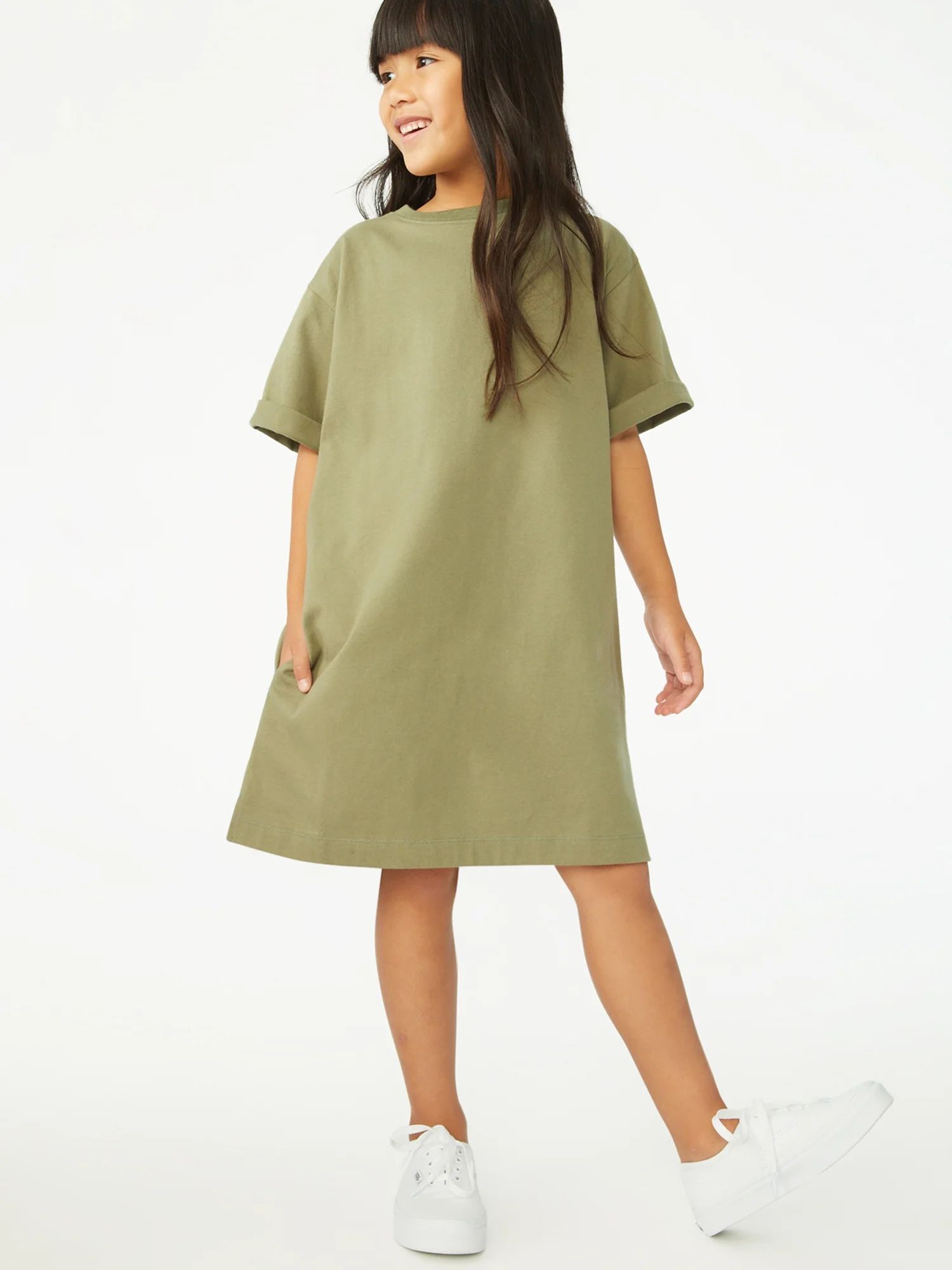 Free Assembly Girls T-Shirt Dress, Sizes 4-18 - Walmart.com | Walmart (US)