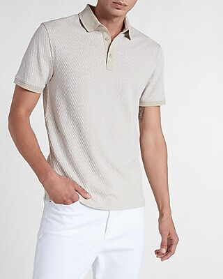 Dressy Jacquard Print Contrast Collar Polo | Express