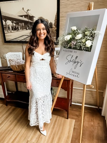 what I wore to my bridal shower 💍😍
Saylor Leslie lace midi dress (size medium)
Badgley Mischka Kamilah ankle strap heels (true to size)


#LTKwedding #LTKstyletip #LTKsalealert