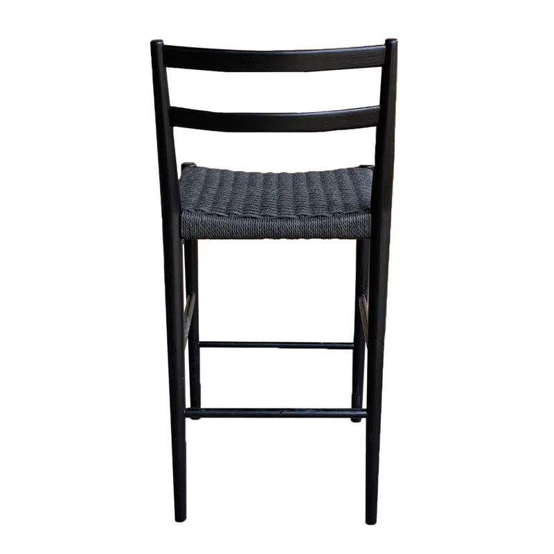 Derrek Counter Stool With Back - Black/black Woven Seat | Wayfair North America