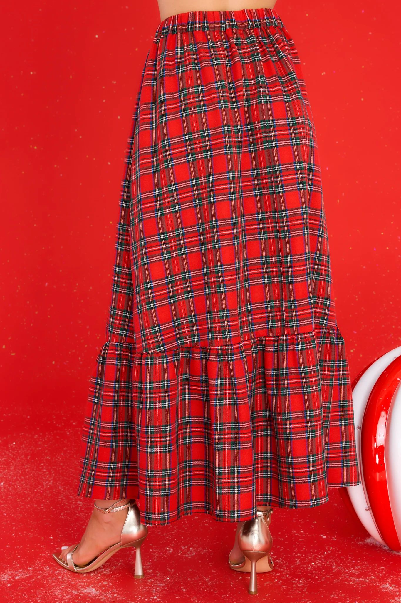 Out Of My Control Red Plaid Maxi Skirt | Red Dress 