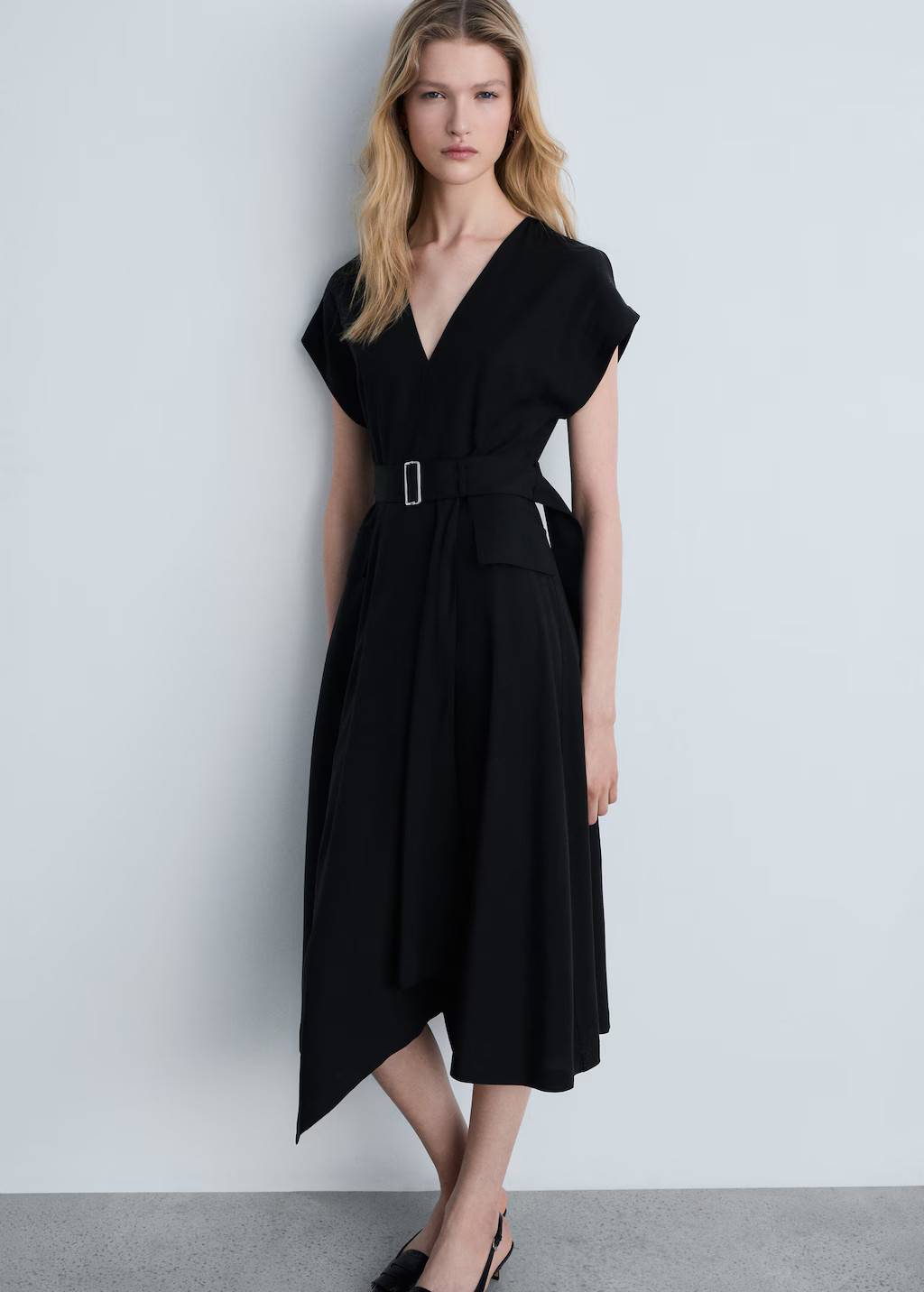 Asymmetrical dress with belt - Women | MANGO USA | Mango (US/MX/AU)