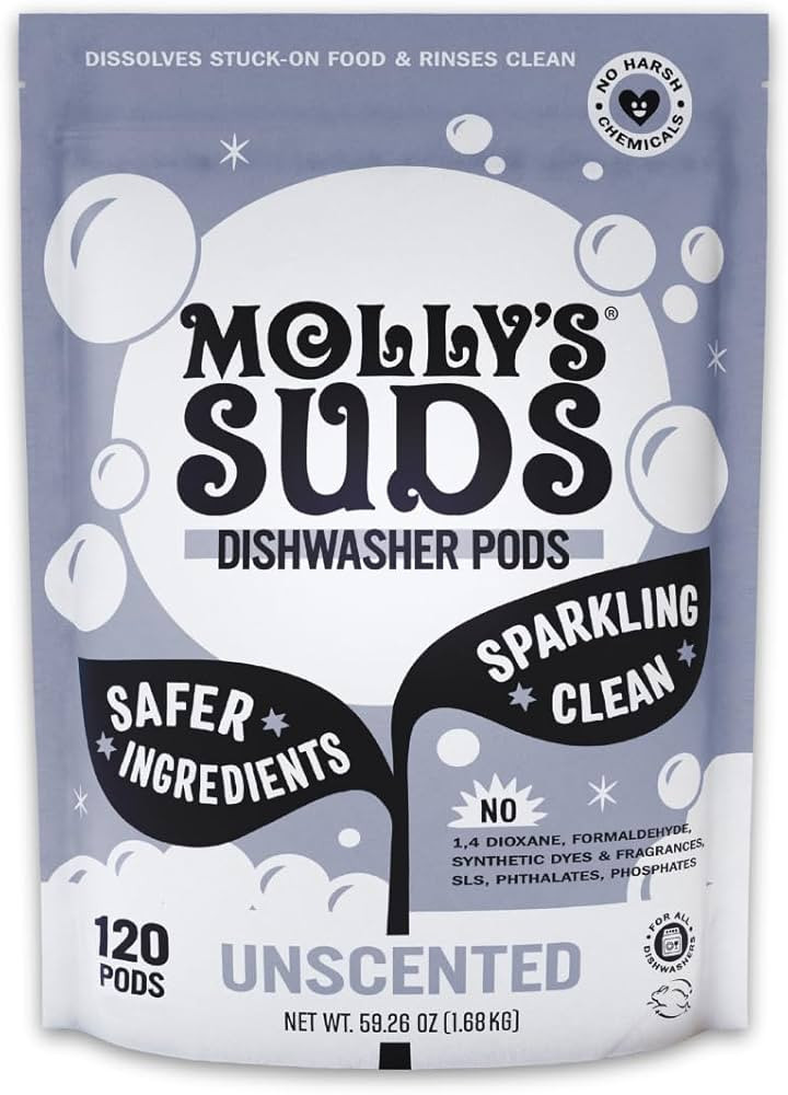 Molly's Suds Dishwasher Pods | Clean Dishwasher Detergent, Cuts Grease & Rinses Clean (Residue-Fr... | Amazon (US)